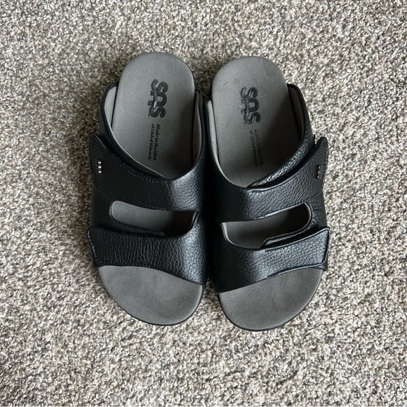SAS Comfort Encore Slide Sandal Black, Adjustable Strap, Size 6 - Picture 3 of 10